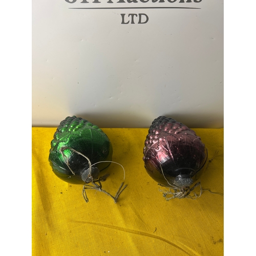 108 - Two vintage glass grape hanging - 25cm tall