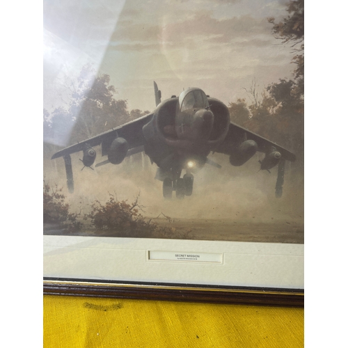 109 - Secret mission print by Keith Woodcock of military aircraft - 55x50cm