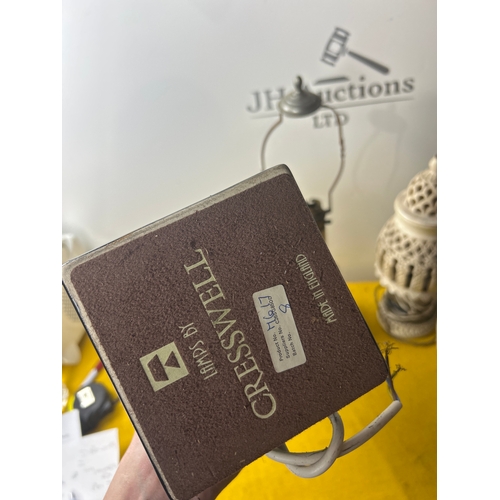 64 - Trio of vintage lamps inc Cresswell, gold gilt and ceramic example