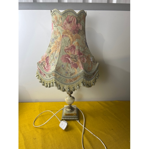 77 - Tall onyx effect table lamp with shade - 70cm tall