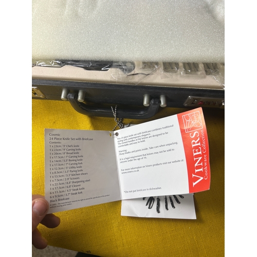 81 - Viners 24 piece knife set with briefcase - looks unused