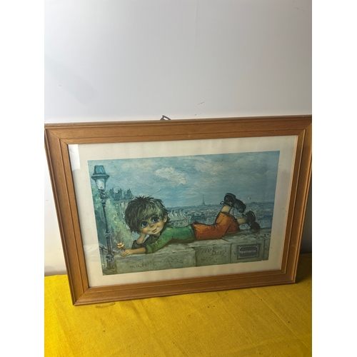 99 - Vintage print of ‘big eyed boy’ Montmartre - 62x47cm