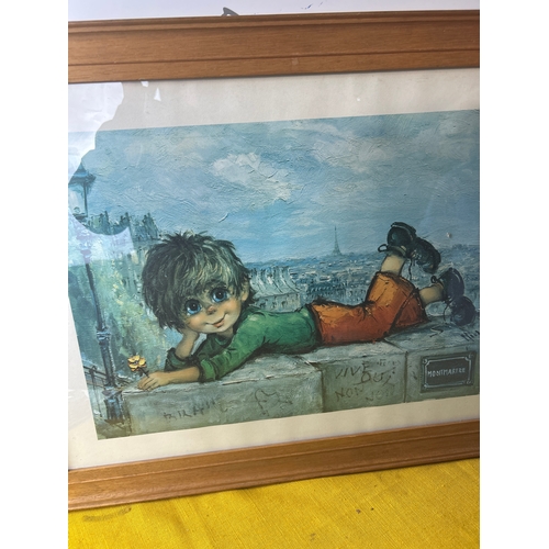 99 - Vintage print of ‘big eyed boy’ Montmartre - 62x47cm