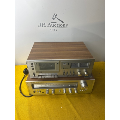 102 - Hitachi SR-30L stereo receiver and D-220 cassette deck - working order