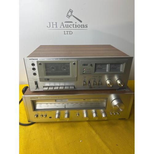 102 - Hitachi SR-30L stereo receiver and D-220 cassette deck - working order