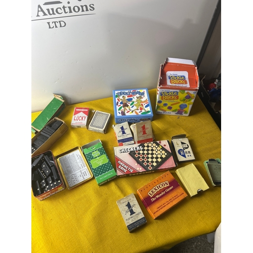 104 - Vintage games inc cards, dominoes, stickle bricks and more