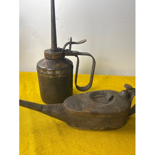 3 - Pair of vintage metal oil cans