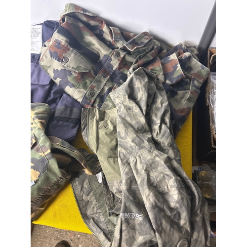 27 - Quantity of camo overalls inc military tag and modern regatta style