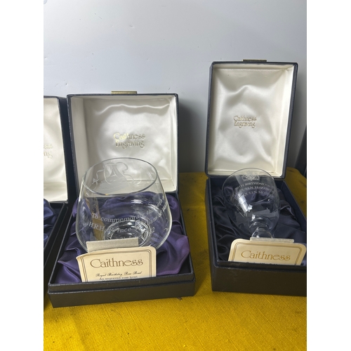 28 - Caithness engraving boxed commemorative glasses inc 80th birthday of Queen Elizabeth, birth of Princ... 