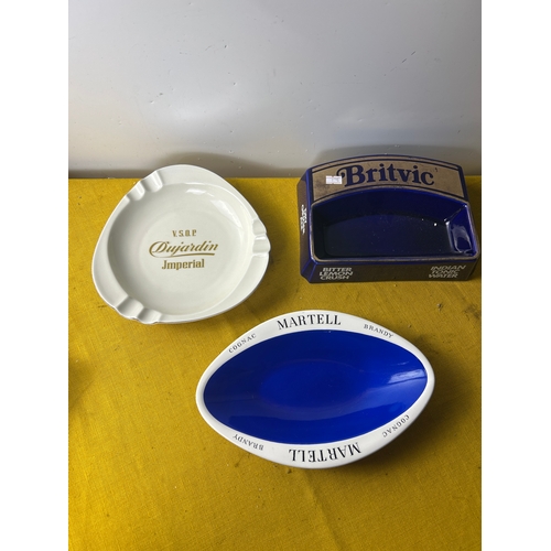 33 - Britvic, Cognac Martell and VSOP bar ash trays in good condition