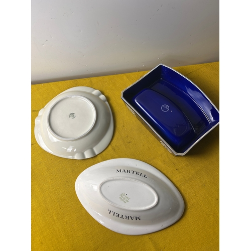33 - Britvic, Cognac Martell and VSOP bar ash trays in good condition