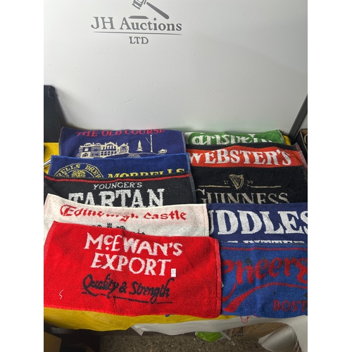 36 - 10x advertising beer towels inc Guinness, Webster and carlsberg