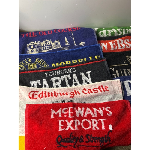36 - 10x advertising beer towels inc Guinness, Webster and carlsberg