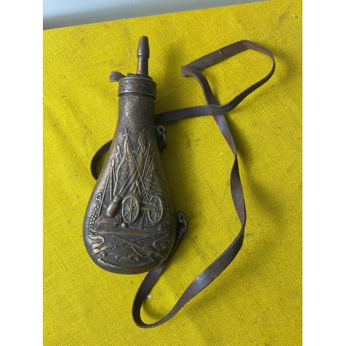 46 - Copper small powder flask ‘ E Pluribus Unum’