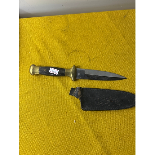 47 - Brass, wood and stainless steel blade with sheath