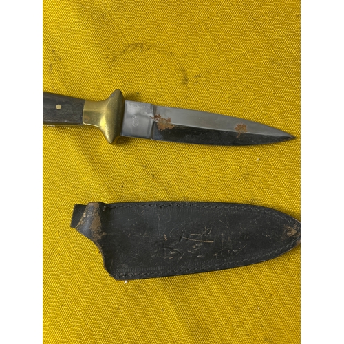 47 - Brass, wood and stainless steel blade with sheath
