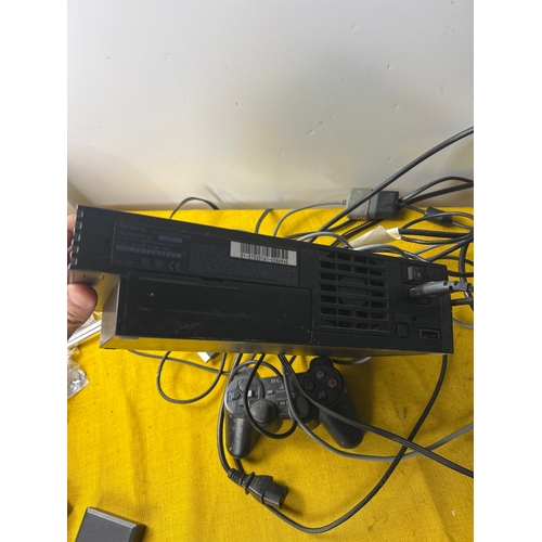 50 - Sony PS2 console with leads and controller
