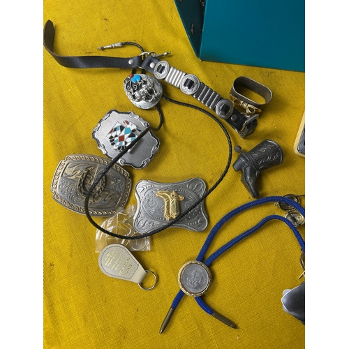 53 - Quantity of Native American themed buckles, neck ties and other jewellery