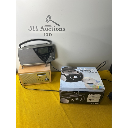 57 - Robert’s FM and Technika DAB radio with unused portable cd player
