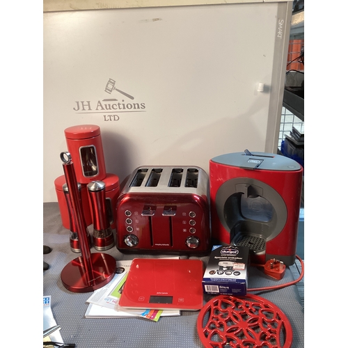 Collection of red kitchen ware