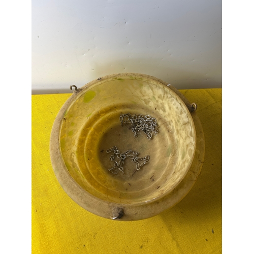 3 - Vintage coloured glass ‘fly catcher’ ceiling shade with chains