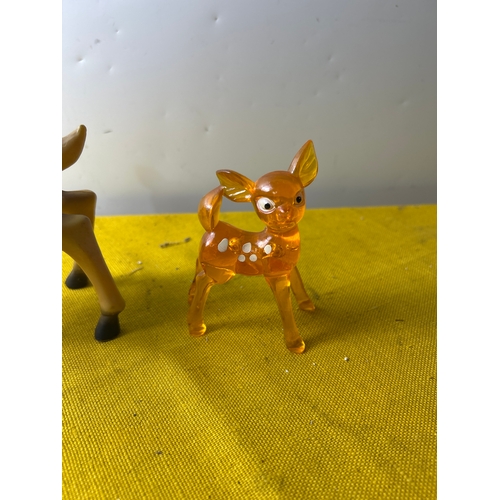 8 - Vintage Kitch plastic deer and one colourful plastic deer