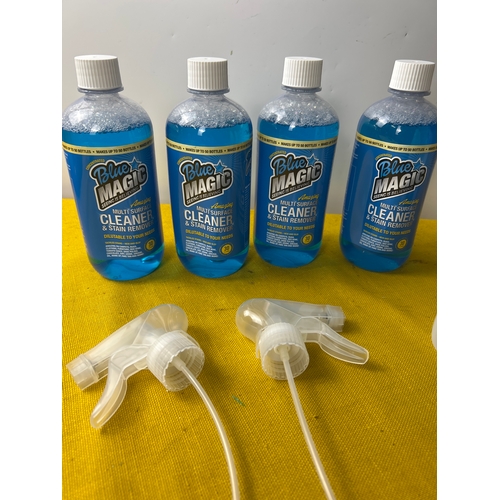 31 - As new four bottles of blue magic multi surface cleaner & stain remover