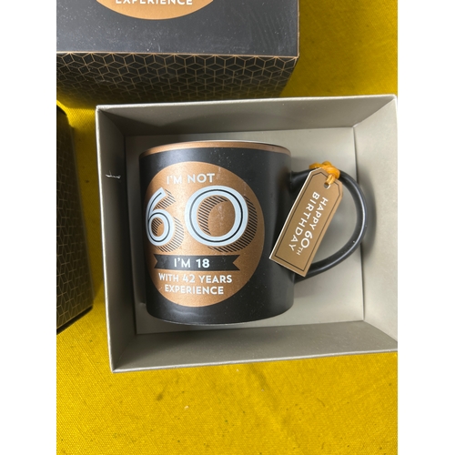 44 - 2x 60th birthday novelty mugs