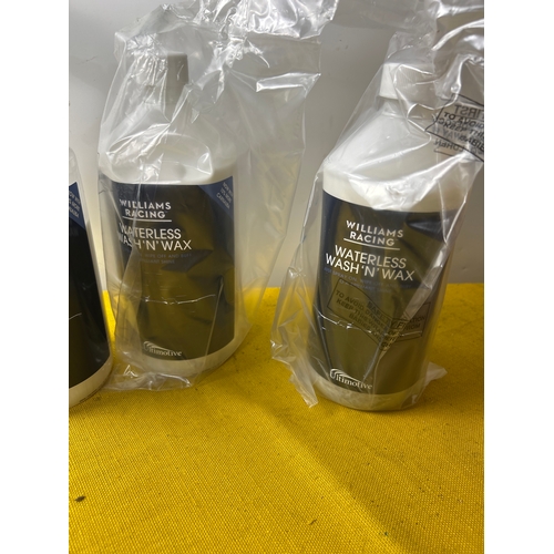 50 - 3x bottles of Williams racing water loan wash n wax - one opened