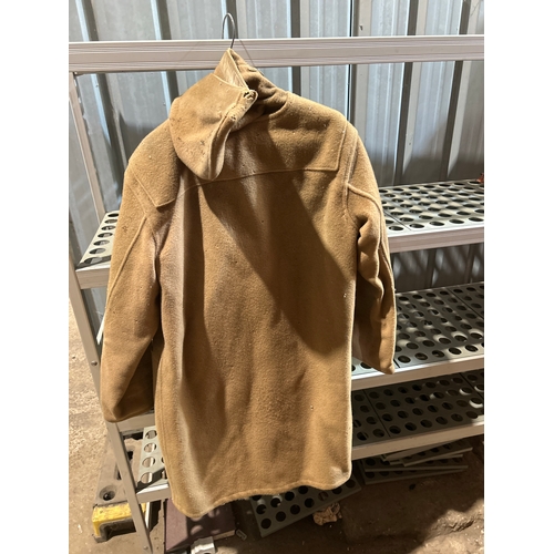 57 - Military 1953 pattern servcie duffle hooded coat - size illegible - looks to be size L/XL