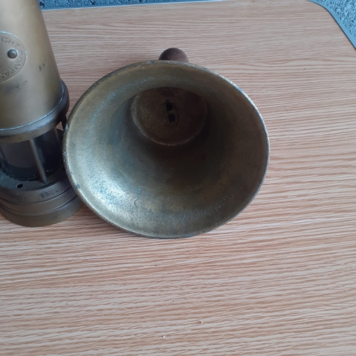 1 - Brass miners lamp, paraffin lamp and school bell (no clanger)