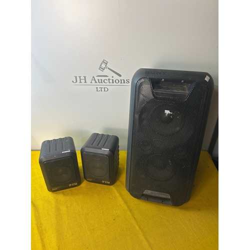 58 - Sony home audio powered speaker and pair of sharp small hifi speakers - untested