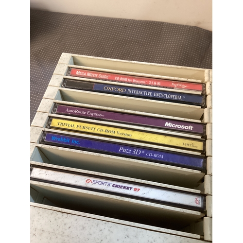 Collection of PC games in cd storage