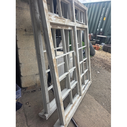 2 wood Georgian style window frames approx 4ft wide and 5ft high