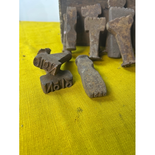 44 - Cast iron branding implements inc ‘front, back, No10, No45’ and more