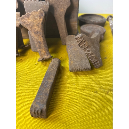 44 - Cast iron branding implements inc ‘front, back, No10, No45’ and more