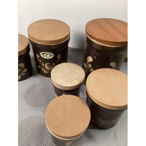 250 - 6 Denby pottery Bakewell Design storage jars v.g.c