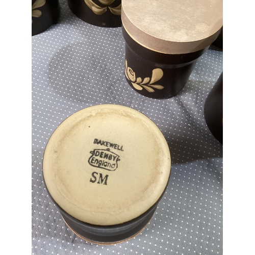250 - 6 Denby pottery Bakewell Design storage jars v.g.c
