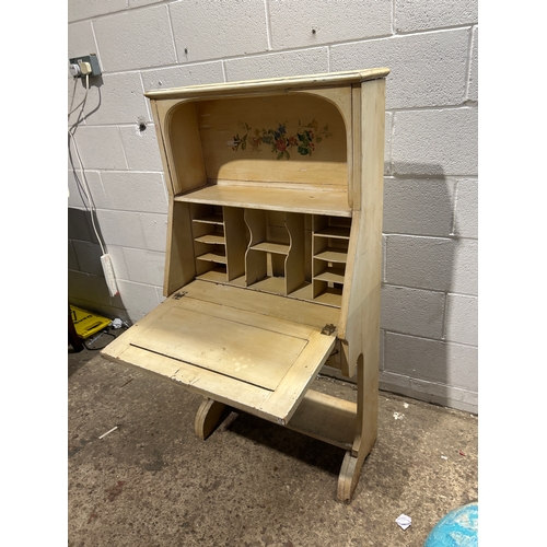 Vintage naively painted wooden bureau - Hx 140, Wx 70, Dx 20