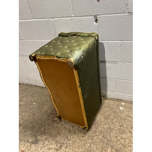 Vintage green studded ottoman - Wx 85, Dx 40, Wx 40cm