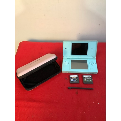 Turquoise Nintendo DS Lite with games and carry case - no power supply