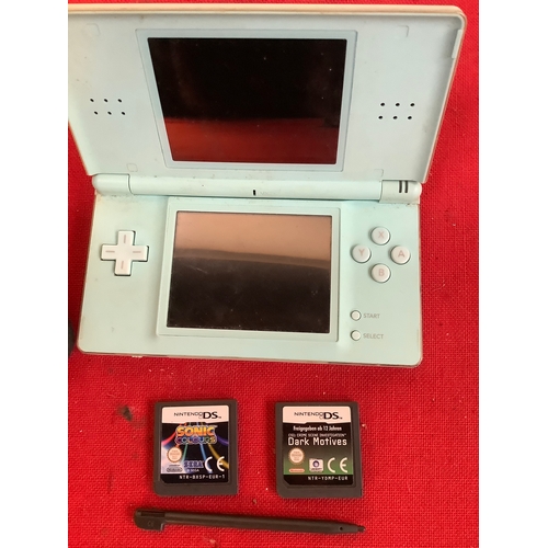 Turquoise Nintendo DS Lite with games and carry case - no power supply