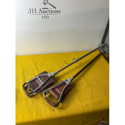Pair of leather shooting perching stools