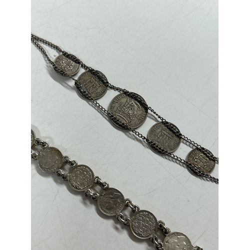 Two silver bracelets made from English & Dutch silver coins - total ...
