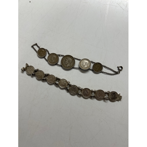 Two silver bracelets made from English & Dutch silver coins - total ...