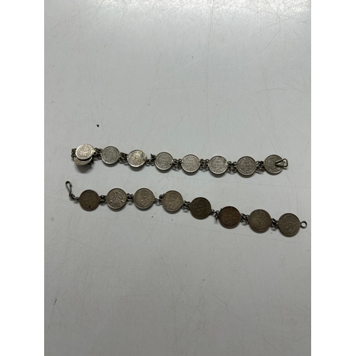 Silver bracelets made from English and Dutch coins - 28.8g total weight