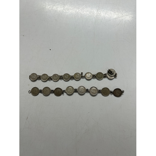 Silver bracelets made from English and Dutch coins - 28.8g total weight