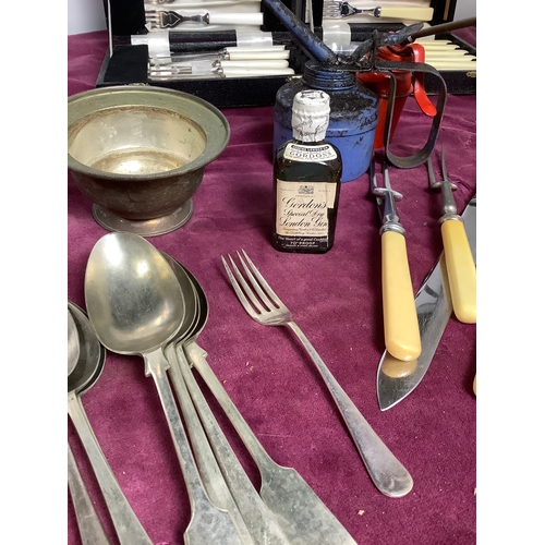 Mixed lot including nickel silver spoon cutlery sets, ACME guide ...