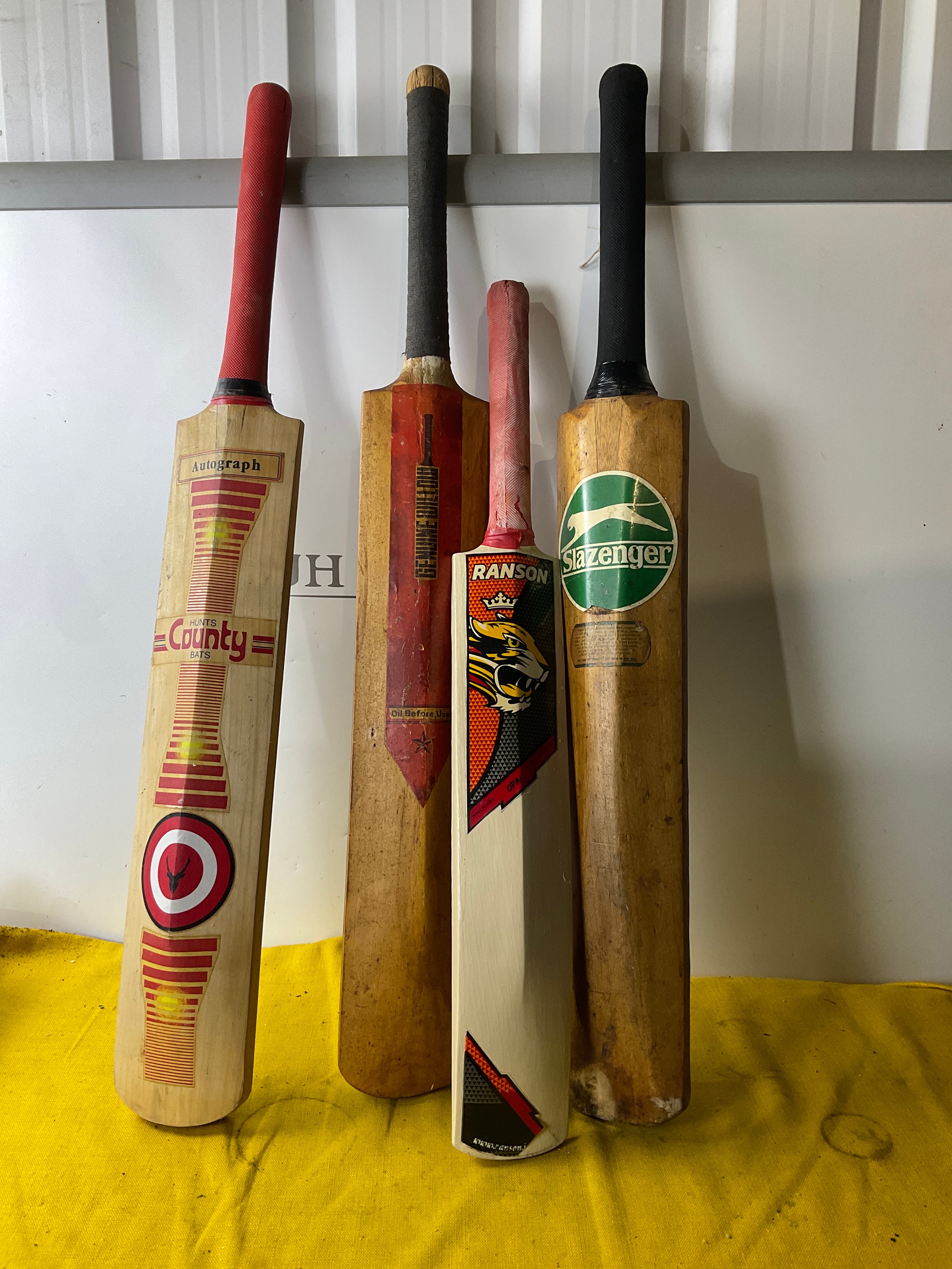 3 full size cricket bats including Slazenger, Genuine willow and Hunts ...