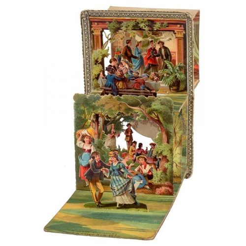 307 - THREE VICTORIAN PULL DOWN /PULL UP CHRISTMAS CARDS  one of double form with children and a tempietto... 